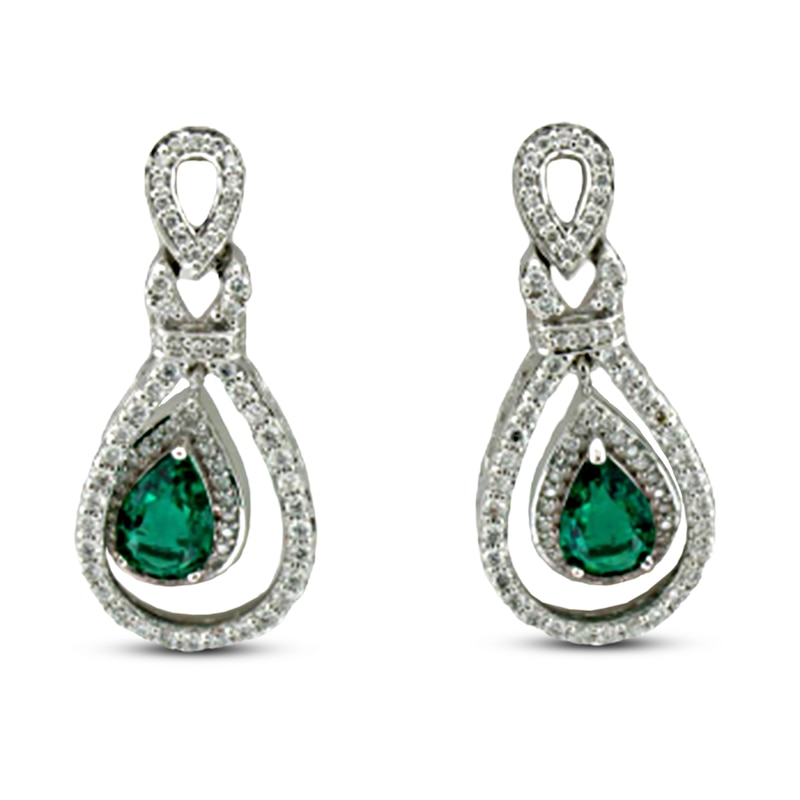 Main Image 1 of Le Vian Couture Emerald Earrings 1 ct tw Diamonds 18K Vanilla Gold