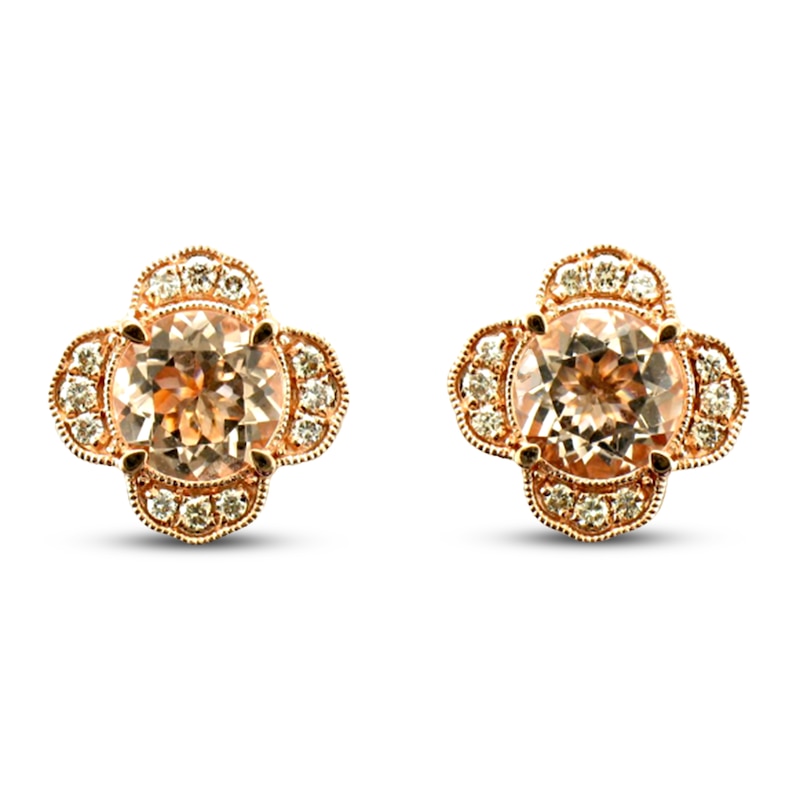 Main Image 1 of Le Vian Morganite Earrings 1/4 ct tw Diamonds 14K Strawberry Gold