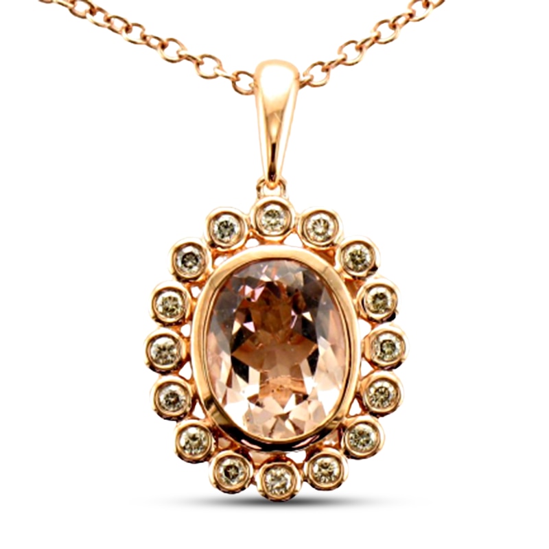 Main Image 1 of Le Vian Morganite Necklace 1/8 ct tw Diamonds 14K Strawberry Gold 20&quot;