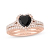 Thumbnail Image 1 of Neil Lane Heart-Shaped Black Diamond & White Diamond Halo Bridal Set 1-5/8 ct tw 14K Rose Gold