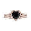 Thumbnail Image 3 of Neil Lane Heart-Shaped Black Diamond & White Diamond Halo Bridal Set 1-5/8 ct tw 14K Rose Gold