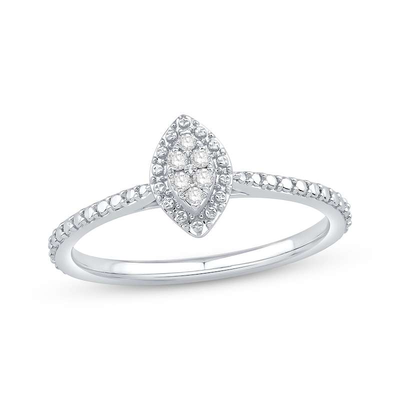 Main Image 1 of Multi-Diamond Marquise Halo Promise Ring 1/20 ct tw Sterling Silver