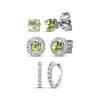 Thumbnail Image 0 of Round-Cut Peridot & White Lab-Created Sapphire Stud & Hoop Earrings Gift Set Sterling Silver