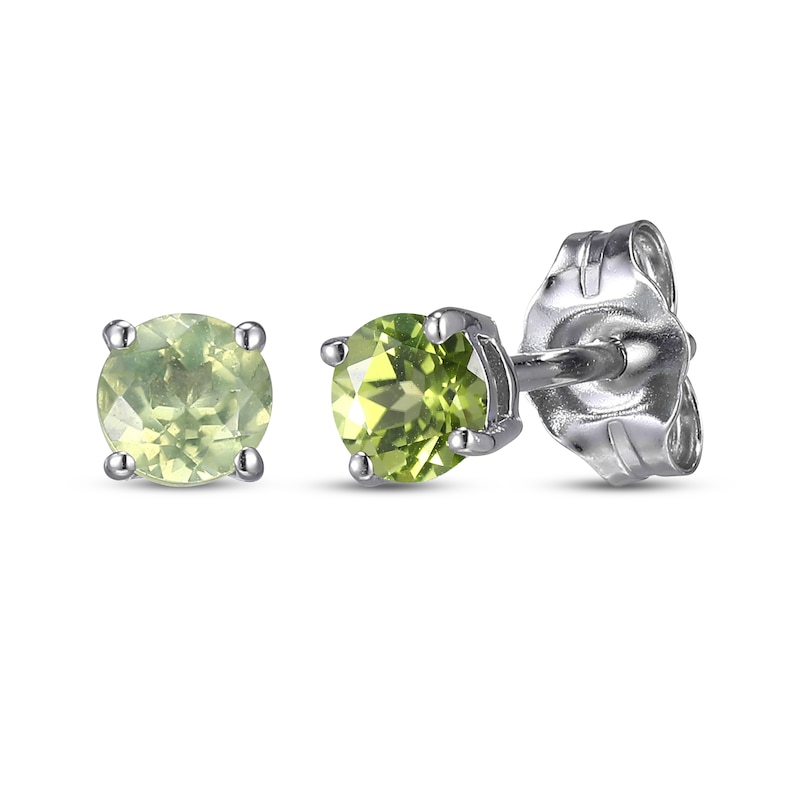 Round-Cut Peridot & White Lab-Created Sapphire Stud & Hoop Earrings Gift Set Sterling Silver