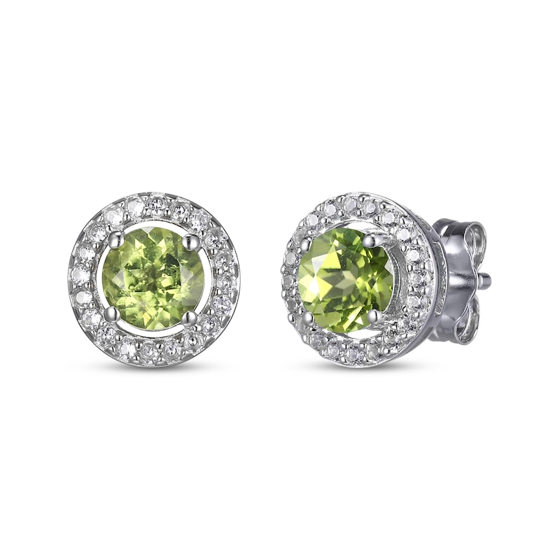 Round-Cut Peridot & White Lab-Created Sapphire Stud & Hoop Earrings Gift Set Sterling Silver