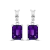 Thumbnail Image 1 of Emerald-Cut Amethyst & White Lab-Created Sapphire Drop Earrings Sterling Silver