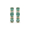 Thumbnail Image 1 of Oval-Cut Emerald & Diamond Accent Hoop Earrings 10K Yellow Gold