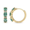 Thumbnail Image 2 of Oval-Cut Emerald & Diamond Accent Hoop Earrings 10K Yellow Gold