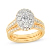 Thumbnail Image 1 of Oval & Round-Cut Multi-Diamond Center Bridal Set 1-1/2 ct tw 14K Yellow Gold