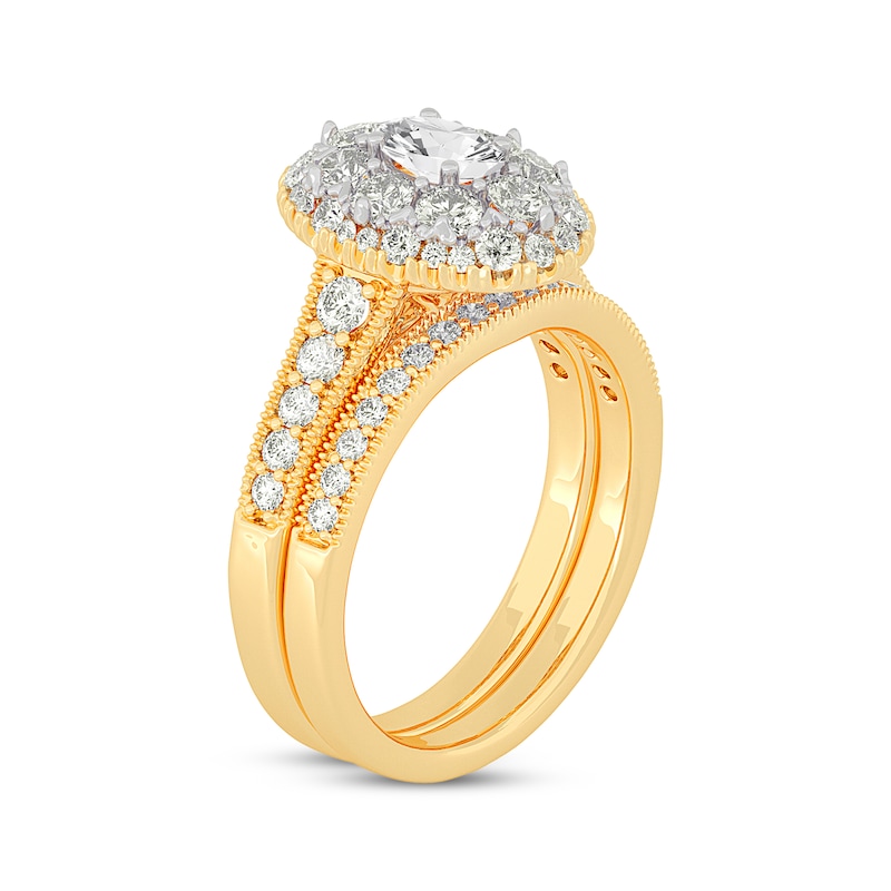 Main Image 2 of Oval & Round-Cut Multi-Diamond Center Bridal Set 1-1/2 ct tw 14K Yellow Gold