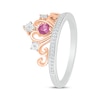 Thumbnail Image 2 of Pink Lab-Created Sapphire & Diamond Tiara Ring 1/15 ct tw Sterling Silver & 10K Rose Gold