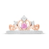 Thumbnail Image 4 of Pink Lab-Created Sapphire & Diamond Tiara Ring 1/15 ct tw Sterling Silver & 10K Rose Gold