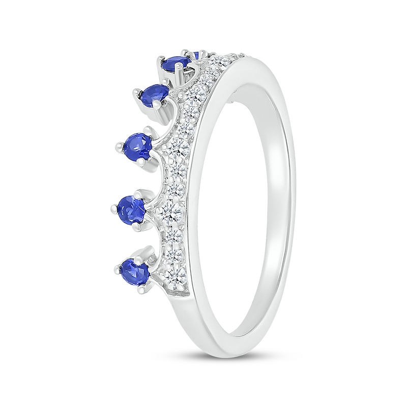 Main Image 2 of Blue & White Lab-Created Sapphire Crown Ring Sterling Silver