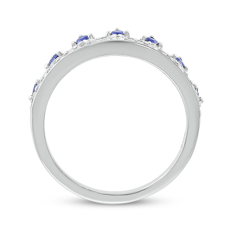 Main Image 3 of Blue & White Lab-Created Sapphire Crown Ring Sterling Silver