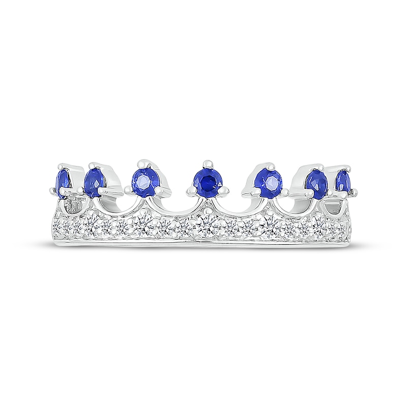 Main Image 4 of Blue & White Lab-Created Sapphire Crown Ring Sterling Silver