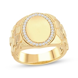 Men's Diamond Signet Nugget Ring 1/4 ct tw 10K Yellow Gold