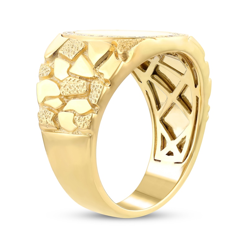 Main Image 2 of Men's Diamond Signet Nugget Ring 1/4 ct tw 10K Yellow Gold