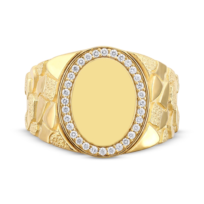 Main Image 3 of Men's Diamond Signet Nugget Ring 1/4 ct tw 10K Yellow Gold