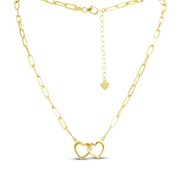 Linked Heart Paperclip Chain Necklace 10K Yellow Gold 18&quot;