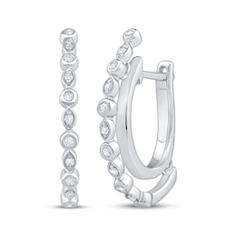 Unstoppable Love Diamond Double Hoop Earrings 1/6 ct tw Sterling Silver