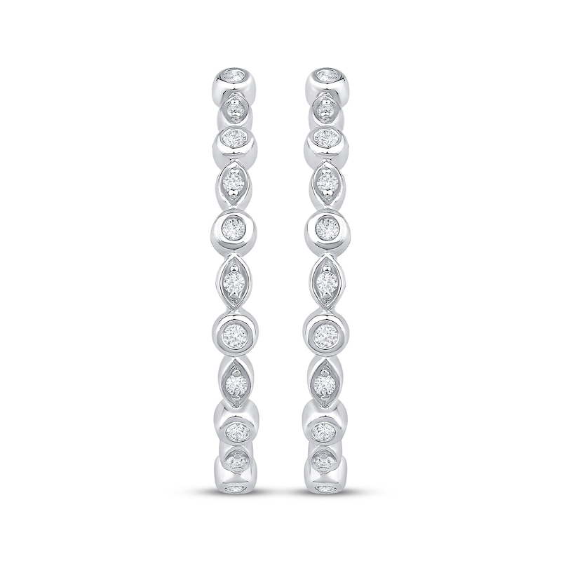 Unstoppable Love Diamond Double Hoop Earrings 1/6 ct tw Sterling Silver