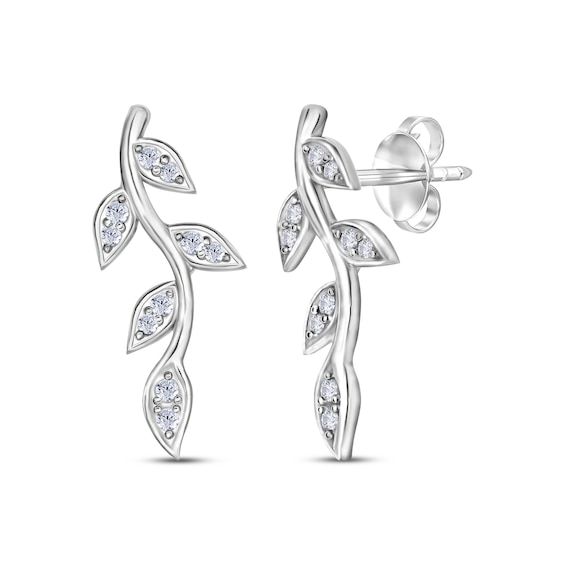 Diamond Vine Stud Earrings 1/5 ct tw 10K White Gold