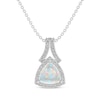 Thumbnail Image 1 of Trillion-Cut Lab-Created Opal & White Lab-Created Sapphire Necklace Sterling Silver 18&quot;