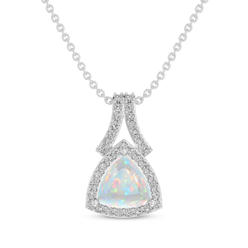Trillion-Cut Lab-Created Opal & White Lab-Created Sapphire Necklace ...