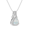 Thumbnail Image 2 of Trillion-Cut Lab-Created Opal & White Lab-Created Sapphire Necklace Sterling Silver 18&quot;