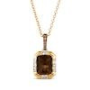 Thumbnail Image 1 of Le Vian Emerald-Cut Chocolate Quartz Necklace 1/3 ct tw Diamonds 14K Honey Gold 19&quot;