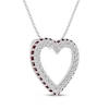 Thumbnail Image 2 of Lab-Created Ruby & White Lab-Created Sapphire Heart Outline Necklace Sterling Silver 18&quot;