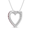 Thumbnail Image 3 of Lab-Created Ruby & White Lab-Created Sapphire Heart Outline Necklace Sterling Silver 18&quot;