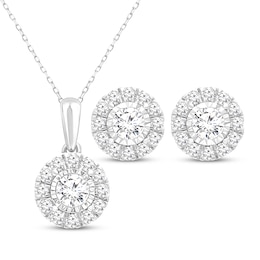 Lab-Grown Diamonds by KAY Necklace & Earrings Gift Set 1 ct tw Sterling Silver