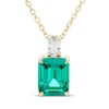 Thumbnail Image 0 of Emerald-Cut Lab-Created Emerald & Oval-Cut Lab-Created Diamond Necklace 1/4 ct tw 14K Yellow Gold 18"
