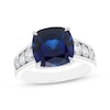 Thumbnail Image 1 of Cushion-Cut Blue Lab-Created Sapphire & Lab-Grown Diamond Ring 5/8 ct tw 14K White Gold