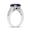 Thumbnail Image 2 of Cushion-Cut Blue Lab-Created Sapphire & Lab-Grown Diamond Ring 5/8 ct tw 14K White Gold