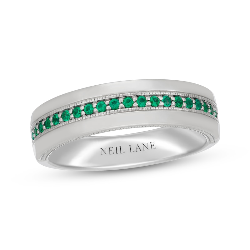 Neil Lane Men's Natural Emerald Wedding Band 14K White Gold