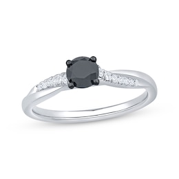 Adore Round-Cut Black & White Diamond Engagement Ring 1/2 ct tw 14K White Gold