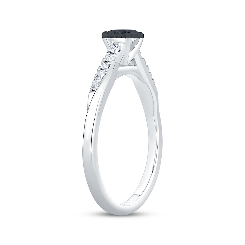 Main Image 2 of Round-Cut Black & White Diamond Engagement Ring 1/2 ct tw 14K White Gold