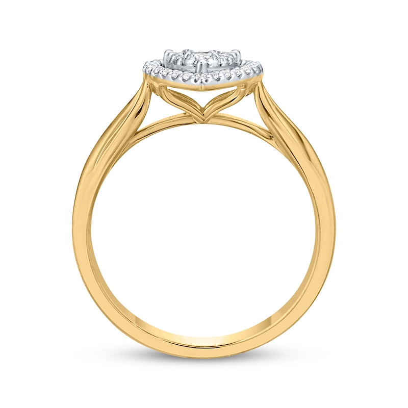 Diamond Heart Halo Promise Ring 1/5 ct tw 10K Yellow Gold
