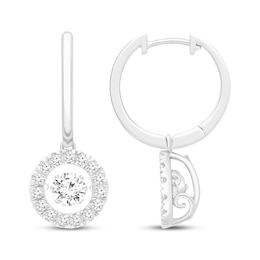 Unstoppable Love Lab-Created Diamond Drop Hoop Earrings 1 ct tw 14K White Gold