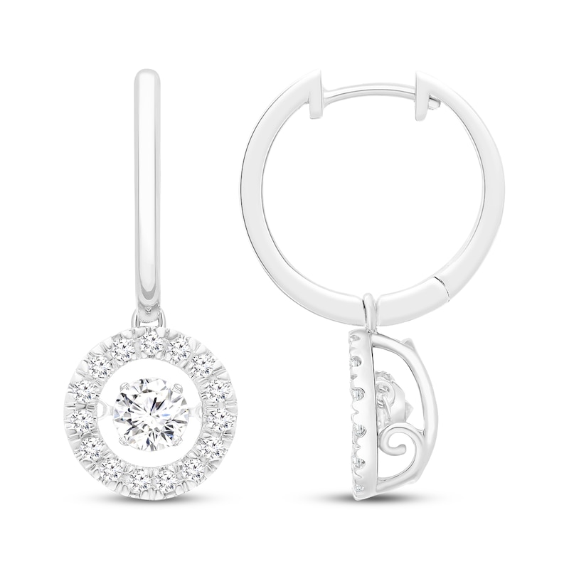 Unstoppable Love Lab-Created Diamond Drop Hoop Earrings 1 ct tw 14K White Gold