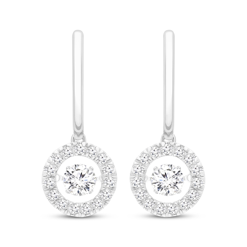Unstoppable Love Lab-Created Diamond Drop Hoop Earrings 1 ct tw 14K White Gold