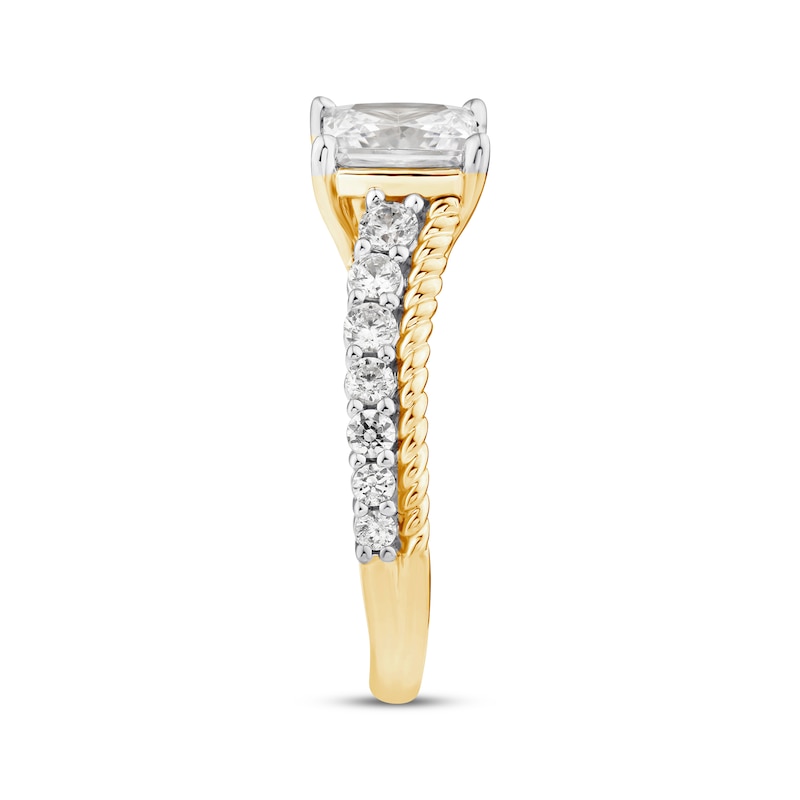 Main Image 2 of Threads of Love Princess-Cut Lab-Grown Diamond Engagement Ring 2 ct tw 14K Yellow Gold