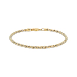 Hollow Rope & Box Chain Bracelet 2.46mm 10K Two-Tone Gold 8.5&quot;