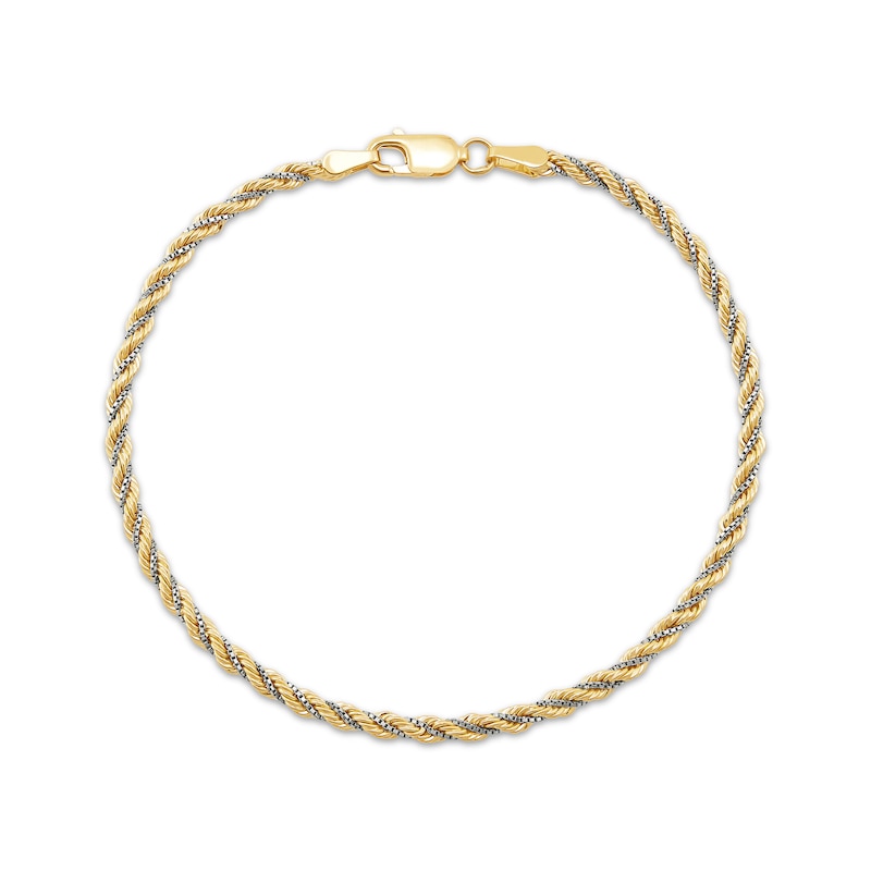 Main Image 2 of Hollow Rope & Box Chain Bracelet 2.46mm 10K Two-Tone Gold 8.5&quot;