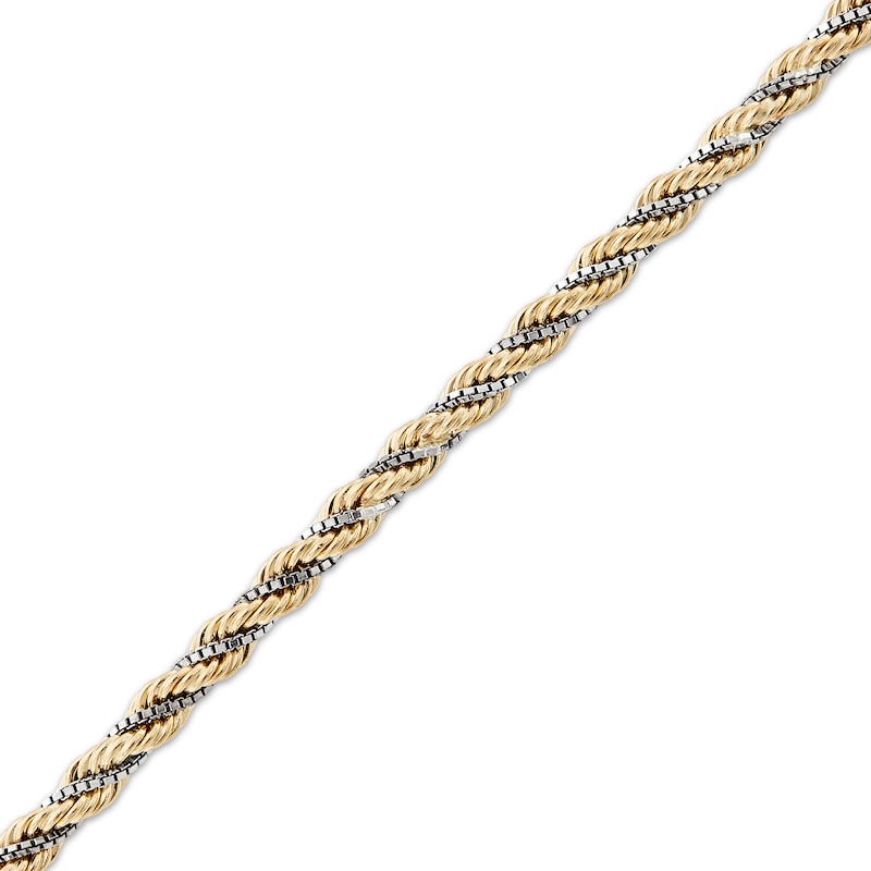 Main Image 3 of Hollow Rope & Box Chain Bracelet 2.46mm 10K Two-Tone Gold 8.5&quot;