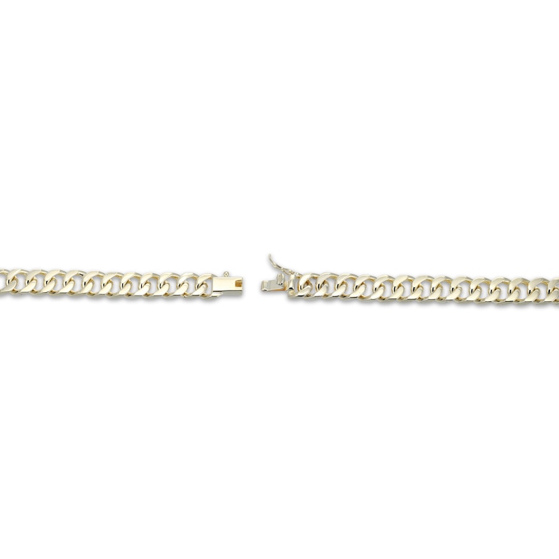 Main Image 3 of Men's Black Diamond ID Curb Chain Bracelet 1 ct tw 10K Yellow Gold 8.5&quot;