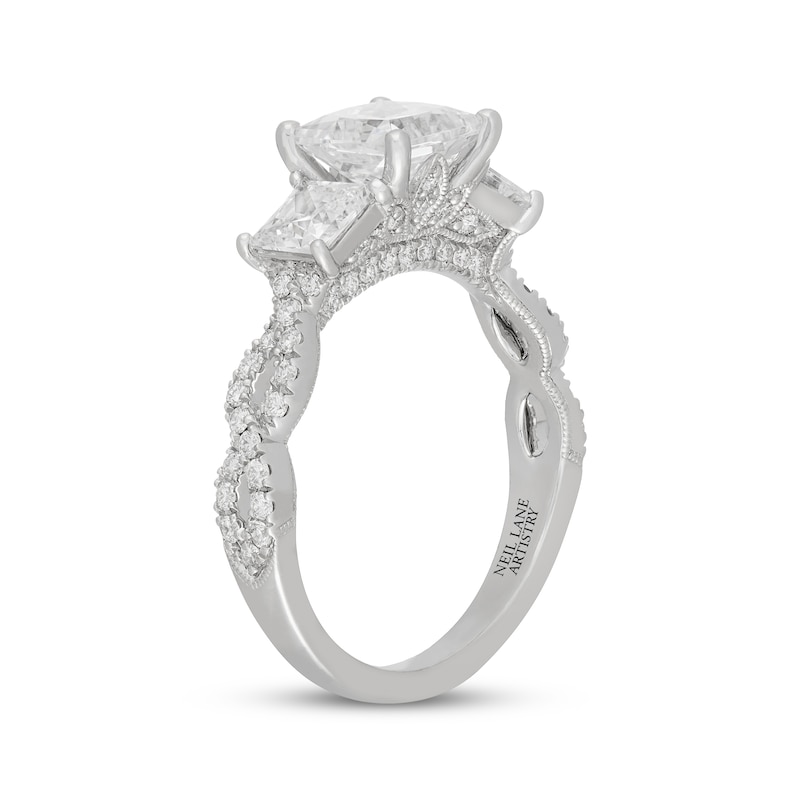 Main Image 2 of Neil Lane Artistry Princess-Cut Lab-Grown Diamond Three-Stone Engagement Ring 2-7/8 ct tw 14K White Gold