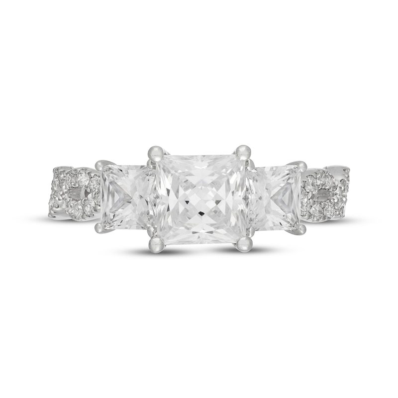 Main Image 3 of Neil Lane Artistry Princess-Cut Lab-Grown Diamond Three-Stone Engagement Ring 2-7/8 ct tw 14K White Gold